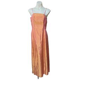 Y2K Semiformal Maxi Dress Prom Gown Satin Back Taffeta Orange Pink Creamsicle